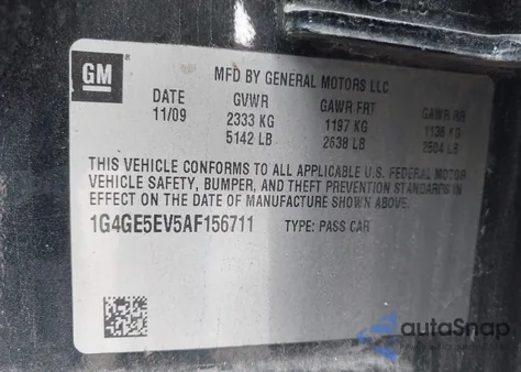 2010 Buick Lacrosse Cxs z USA, uszkodzony, nr VIN 1G4GE5EV5AF156711